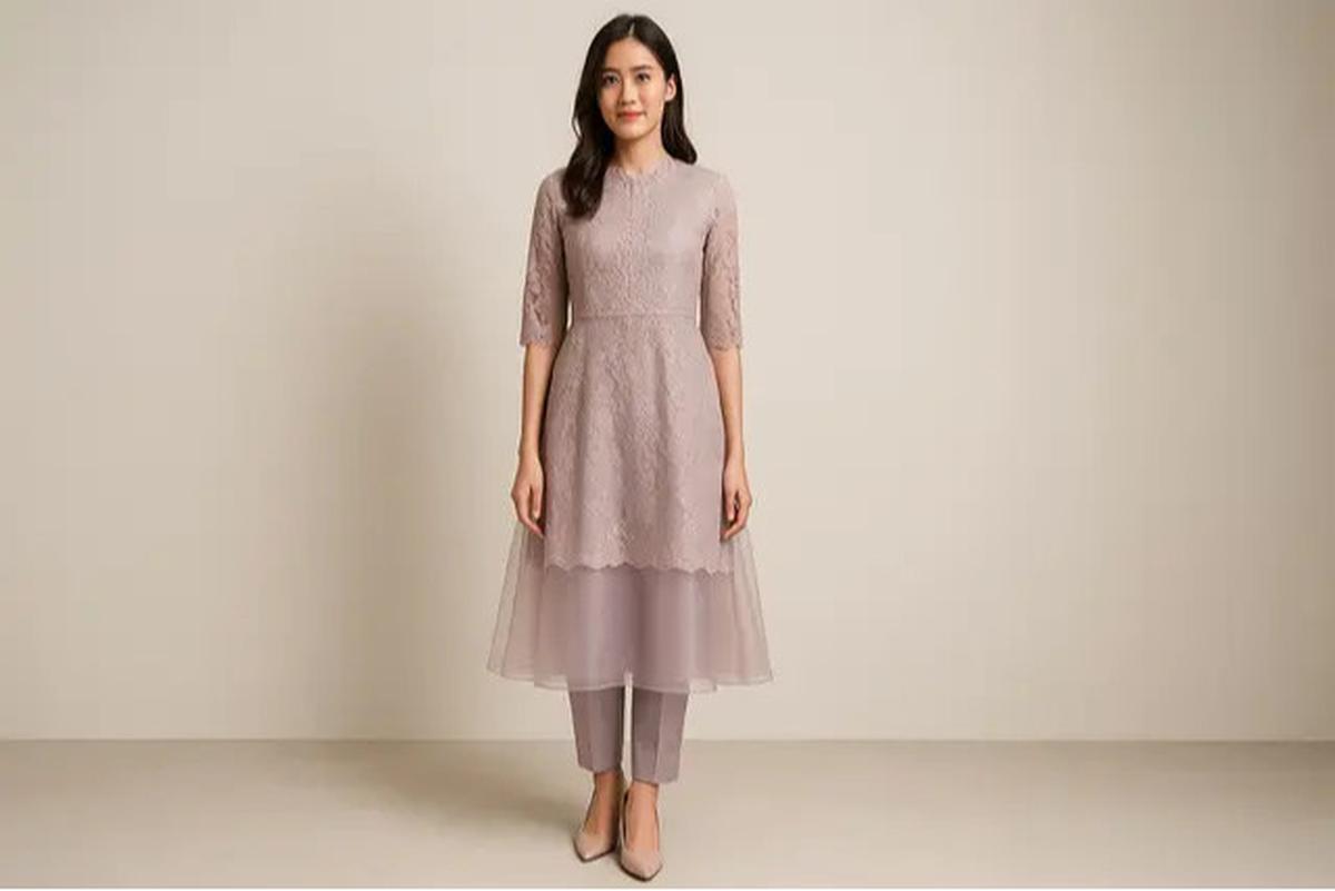 7 Model Gamis Brokat Selutut Non Hijab yang Sopan dan Elegan, Anti Kaku