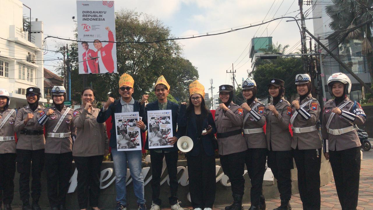 Polresta Malang Rayakan Hari Jadi Polwan ke-76, Adakan Kolaborasi Kampanye Berhenti Merokok Saat Berkendara