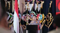 Kapolri Jenderal Listyo Sigit Prabowo saat menyampaikan sambutan di acara puncak dan syukuran HUT ke-74 Polwan Republik Indonesia di Gedung Rupatama Mabes Polri, Jakarta Selatan, Jumat (9/9/2022). (Ist)