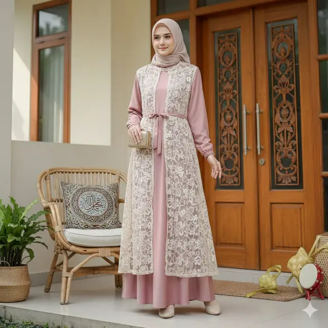 Gamis Syari Layering Outer (Gemini AI)