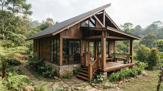 Rumah Kayu Minimalis yang Estetik