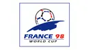 Logo Piala Dunia 1998 di Perancis. Sebuah bola dengan garis berwarna merah dan biru yang mencirikan warna bendera Perancis (Istimewa).