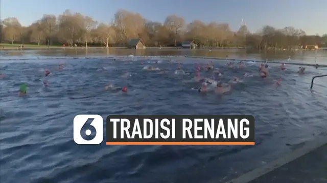 VIDEO: Sensasi Lomba Renang di Danau yang Hampir Beku