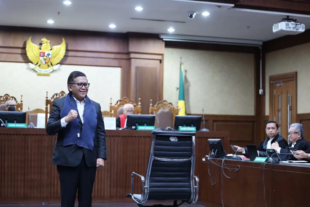 Sekretaris Jenderal PDIP Hasto Kristiyanto di Pengadilan Tipikor.