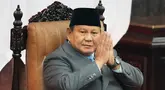 Presiden Prabowo Subianto saat menyampaikan pidato dalam Sidang Tahunan MPR RI dan Sidang Bersama DPR-DPD RI Tahun 2026 di Kompleks Parlemen, Jakarta, Jumat (14/8/2026). (AP/ Dita Alangkara)