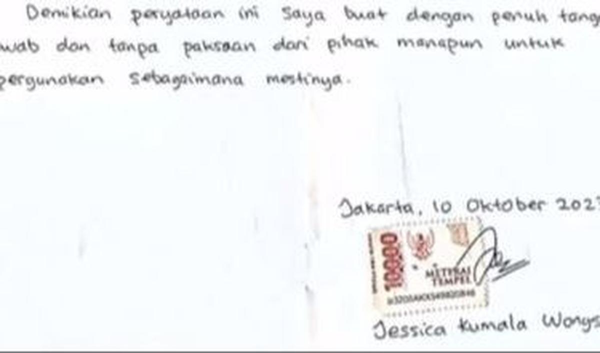 "Demikian pernyataan ini saya buat dengan penuh tanggung jawab dan tanpa paksaan dari pihak manapun untuk dipergunakan sebagaimana mestinya"