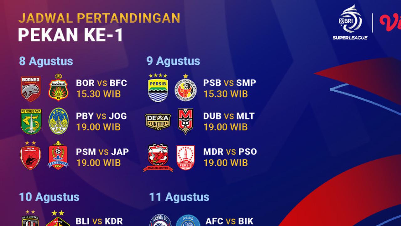 Catat Jadwal BRI Super League 2025/26, Siaran Langsung pada Matchweek 1 di Vidio