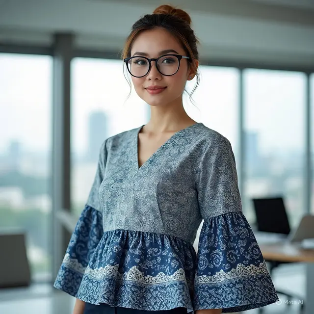 Batik Lengan Lonceng Dua Tingkat Modern untuk Kerja