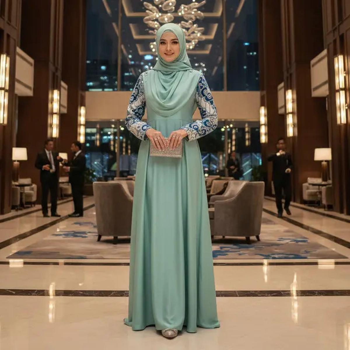 5 Gaya Hijab Islami yang Cocok Dipadukan dengan Gamis Brokat Warna Sage