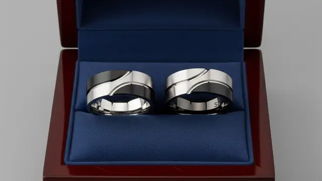 Cincin Palladium dengan Desain Dua Warna