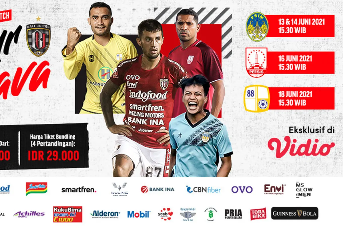 Live Streaming Bali United Tour de Java Eksklusif di Vidio 13-18 Juni 2021