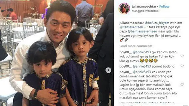 Anak Juliana Moechtar dipeluk Ifan Seventeen (https://www.instagram.com/p/BttTNxfh5fP/)
