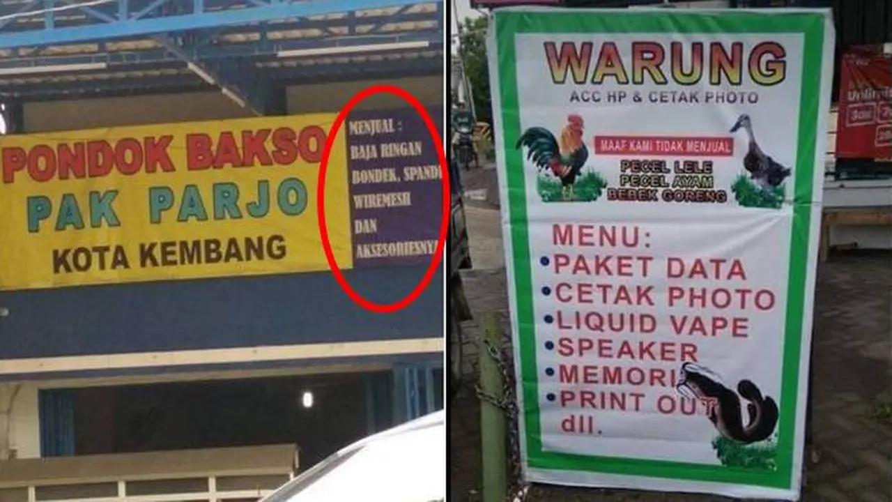 6 Spanduk Toko Ini Bikin Bingung Pembeli, Beda Jauh dengan Barang Jualannya