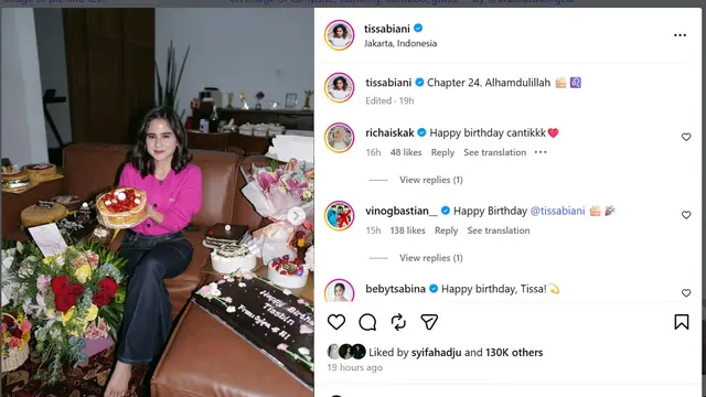 Tissa Biani ulang tahun (instagram.com/tissabiani)