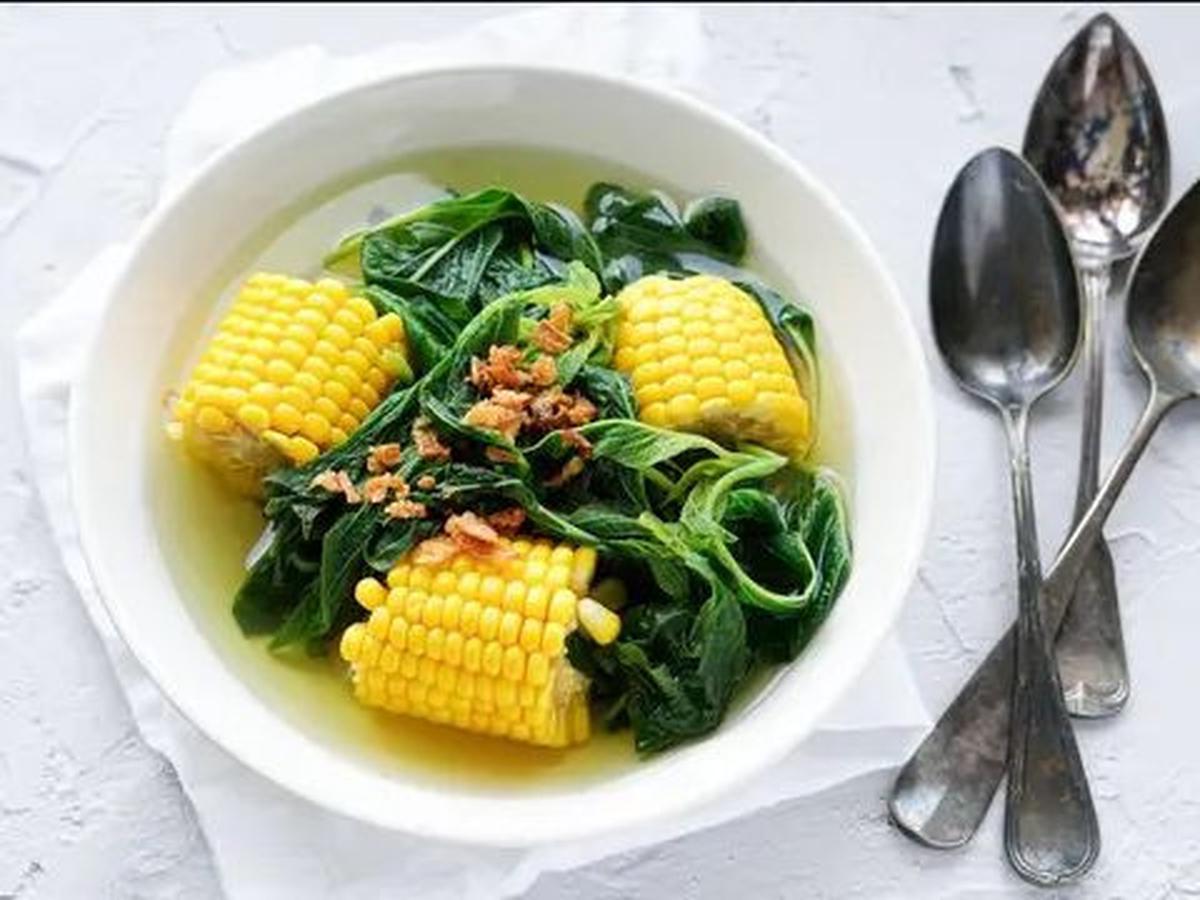 4. Resep Sayur Bening Jagung Bayam<br>
