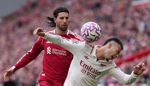 Dominik Szoboszlai tampil apik pada laga Liverpool melawan Arsenal. Sang gelandang berhasil menjadi pembeda di pertandingan ini. (AP Photo/Jon Super)
