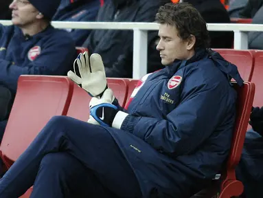 Jens Lehmann masuk dalam dafta kepelatihan baru Arsenal bersama Unai Emery. Jens Lehman di plot sebagai First-team coach. (AFP/Glyn Kirk)