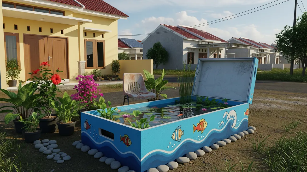Kolam Ikan dari Box Bekas Kulkas