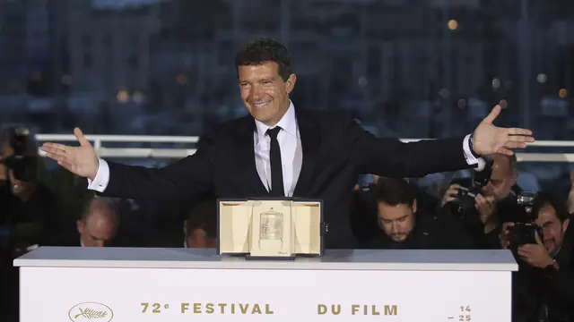Antonio Banderas, Aktor Terbaik di  Festival Film Cannes 2019 (AP Photo/Petros Giannakouris)