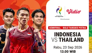 Jadwal Indonesia vs Thailand - Asian Games 2026 Men’s Badminton: Perjuangan Indonesia di Semifinal Hanya di Vidio