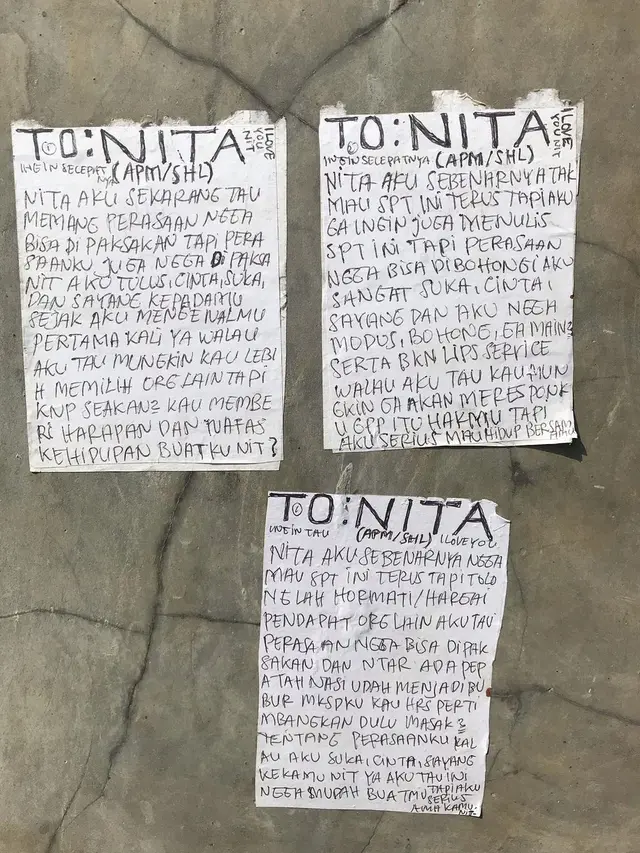 Kelewat Bucin, Pria Ini Tulis Surat Cinta yang Ditempel di Dinding Dekat Sawah
