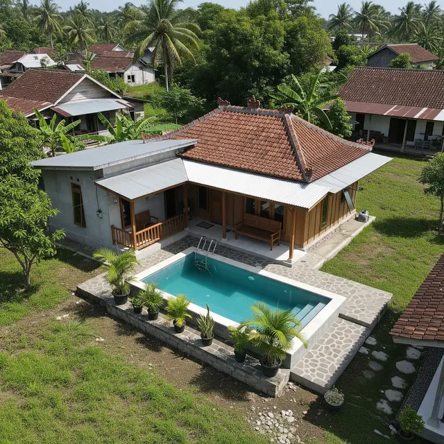 9 Contoh Rumah di Kampung Tapi Punya Kolam Renang Mini, Hunian Asri dan Modern