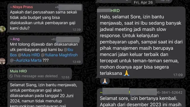 Percakapan antara HRD dan karyawan yang meminta gajinya yang tertunggak