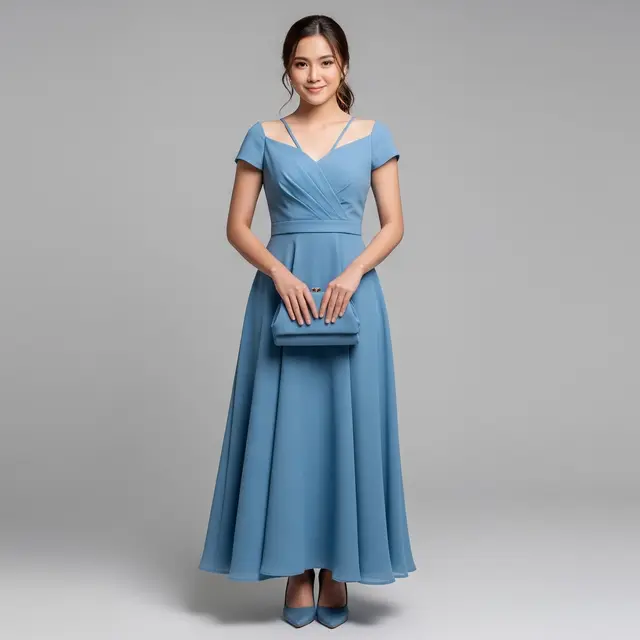Dress A-Line dengan Potongan Simetris