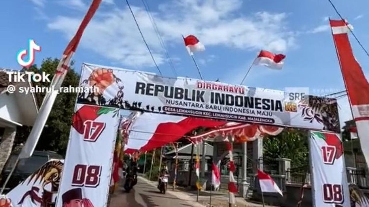 Aksi Warga di Desa Lemahsugih Majalengka Semarakkan HUT RI ke-79, Tutup Jalanan dengan Bendera Merah Putih