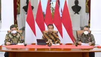 Presiden Joko Widodo di Istana Merdeka saat menggelar konferensi pers larangan ekspor bauksit, Rabu (21/12/2022).
