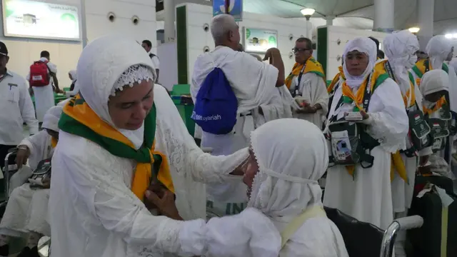 Jemaah haji baru tiba di Bandara King Abdul Aziz, Jeddah. Darmawan/MCH