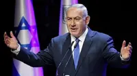 Perdana Menteri Benjamin Netanyahu membahas konferensi kesehatan tahunan di Tel Aviv pada 27 Maret 2018. (AFP PHOTO / JACK GUEZ)