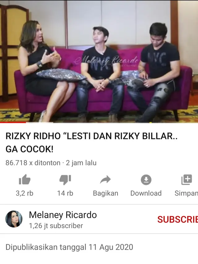 Unggahan Melaney Ricardo. (Foto: YouTube Melaney Ricardo)