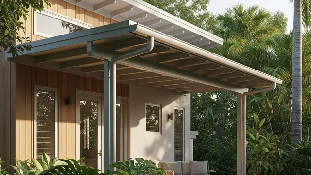 Desain Tampak Depan Rumah Mungil dengan Canopy Baja Ringan