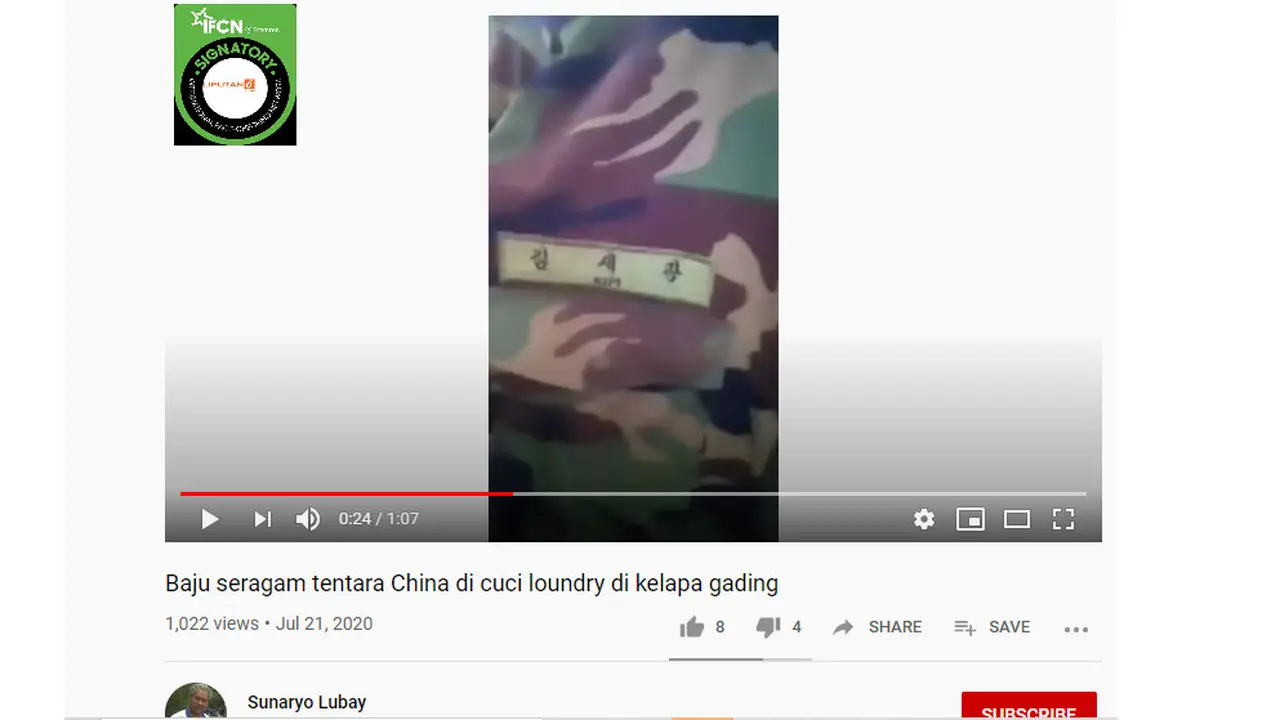 Penelusuran klaim Video Tentara China Mencuci Baju di Laundry Kelapa Gading
