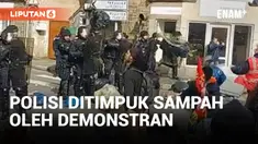 Polisi Prancis Dilempari Sampah oleh Demonstran Penolakan Reformasi Pensiun