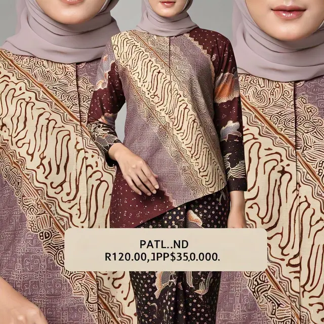 Gamis Batik Kombinasi Polos Desain Asymmetric