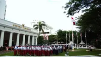 Presiden Jokowi memimpin  upacara Hari Lahir Pancasila di Gedung Pancasila,Jakarta. (liputan6.com/Ahmad Romadoni)