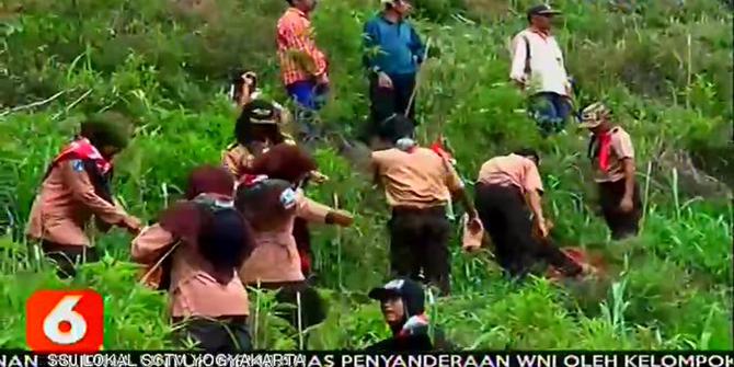 VIDEO: Anggota Pramuka SMP dan SMA se-Jawa Timur Tanam Pohon di Lereng Bromo