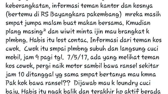 Postingan salah satu akun facebook yang mengungkap fakta lain kasus pembunuhan ini (Liputan6.com / Nefri Inge)