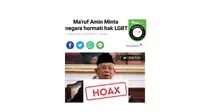 Cek Fakta Wapres Ma'ruf Amin minta negara hormati hak LGBT.