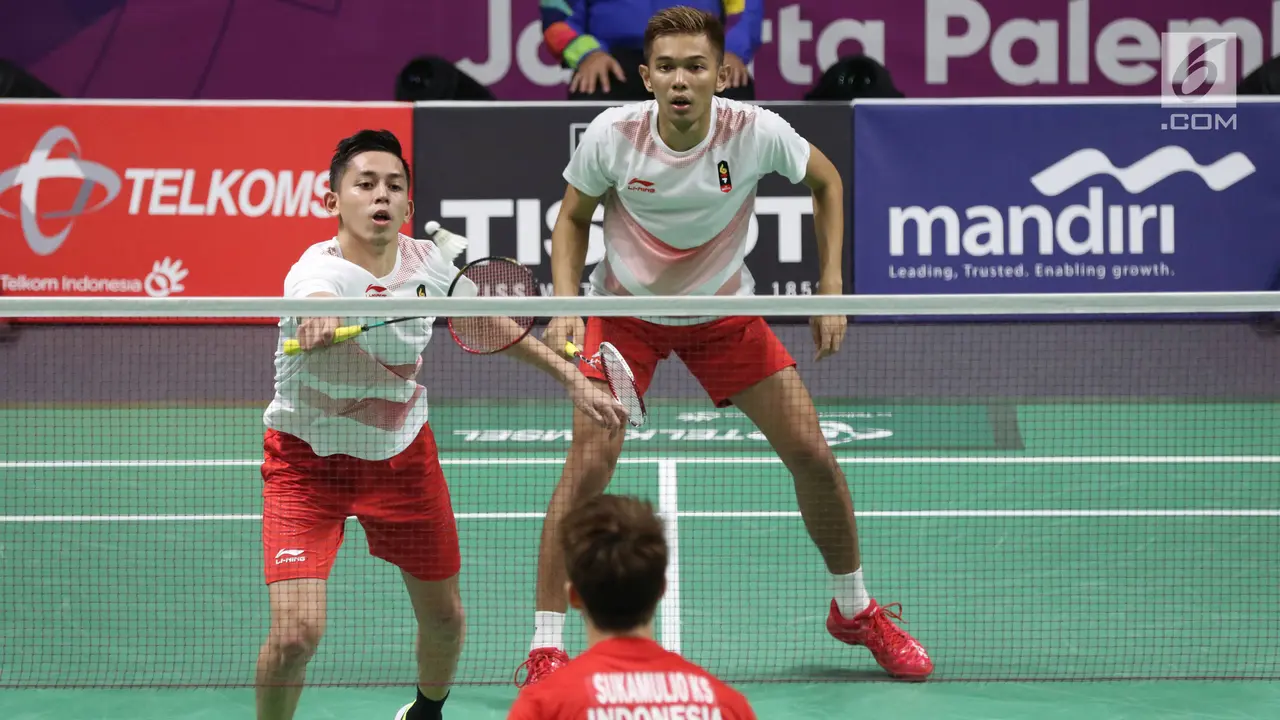 Aksi Dua Ganda Putra Indonesia di Final Perseorangan Asian Games 2018