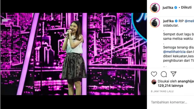 Judika Kenang Momen Audisi Melisha Sidabutar, Nyanyikan Lagu Tentang Akhir Kehidupan