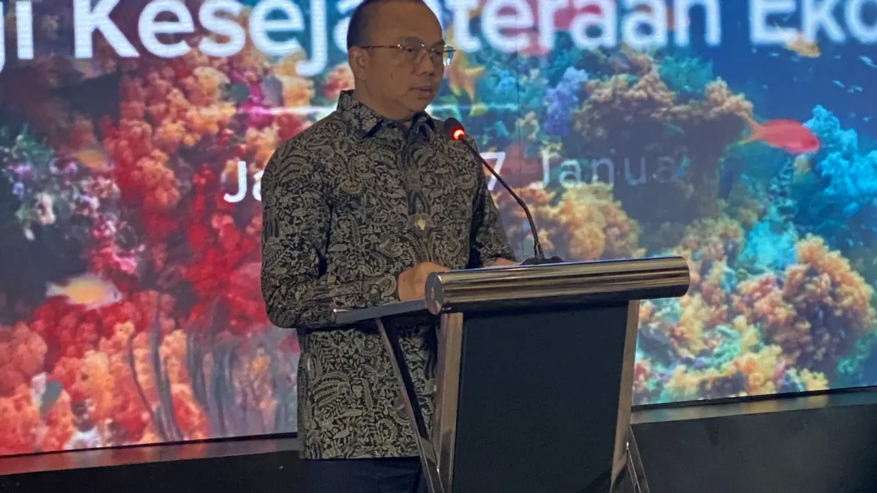 Direktur Jenderal Pengelolaan Kelautan KKP, Koswara saat peluncuran Program TFCCA, di Jakarta Pusat, Selasa (27/1/2026). (Foto: Liputan6.com/Immanuel Christian)