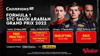 Tonton Live Streaming F1 GP Arab Saudi 2022, 26-28 Maret 2022 di Vidio