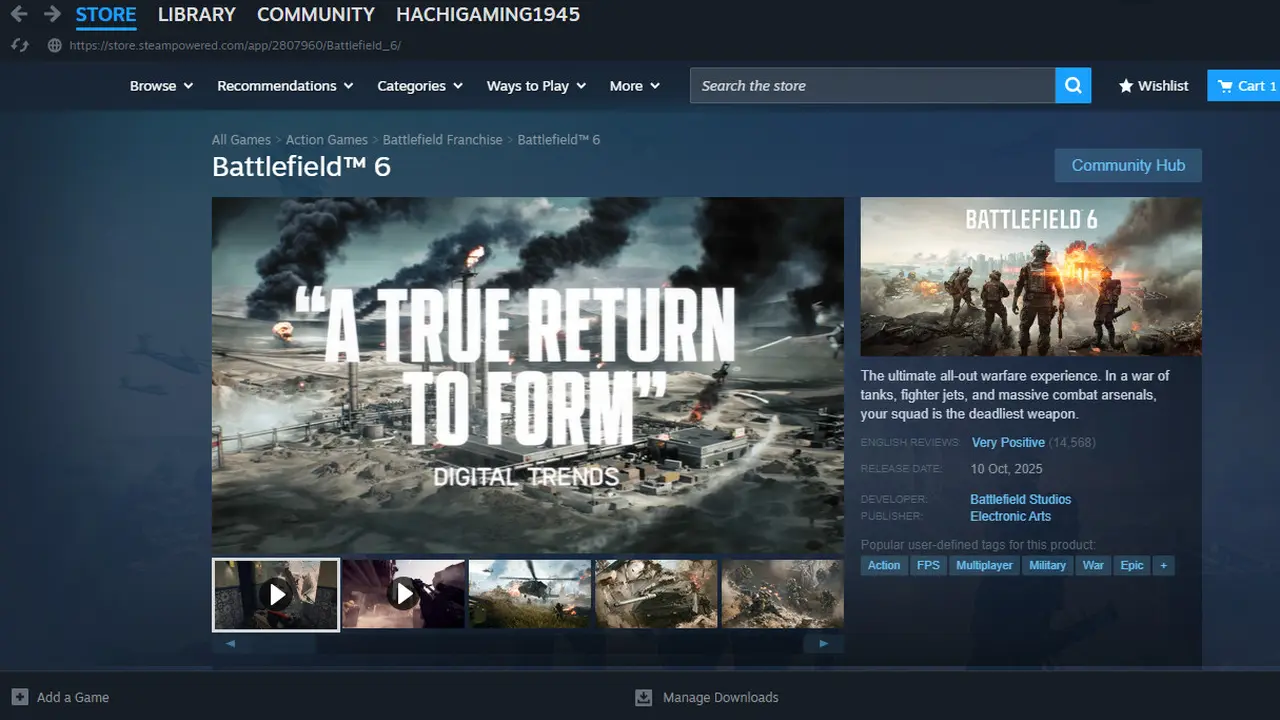 Battlefield 6 di Steam.