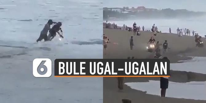 VIDEO: Viral Bule Ugal-Ugalan Kendarai Motor di Pantai