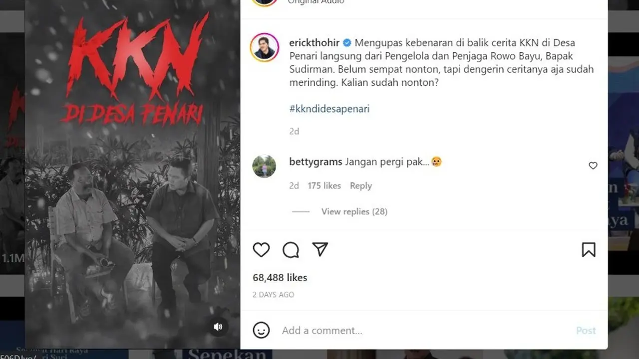 Kala Menteri BUMN Erick Thohir Tertarik Gali Kisah Lokasi Film KKN di Desa Penari