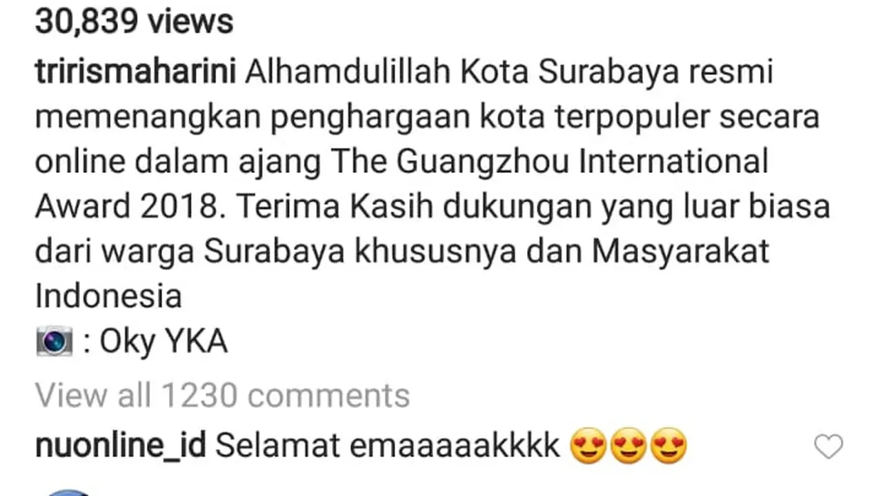 Surabaya menyabet gelar Kota Terpopuler