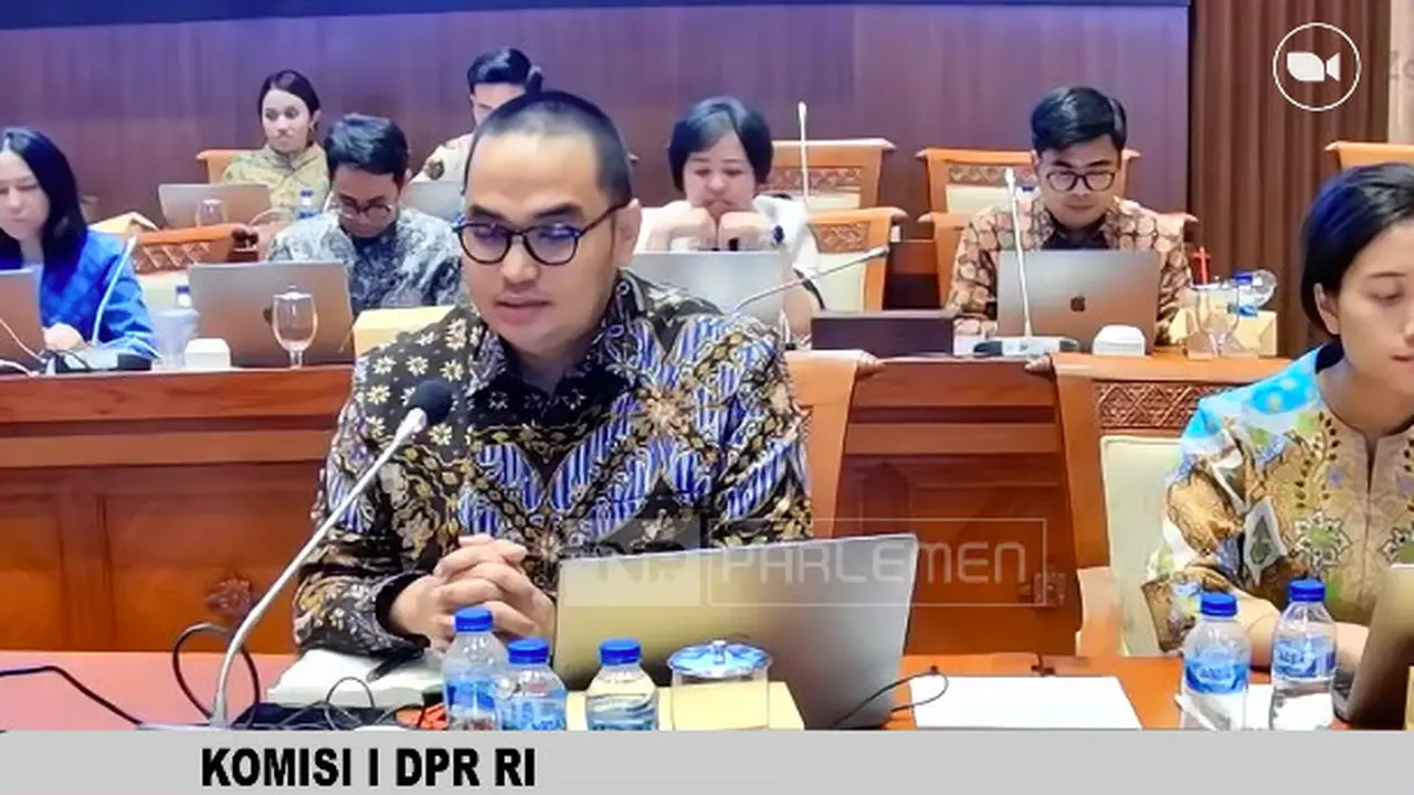 Head of Public Policy and Government Relations TikTok Indonesia, Hilmi Adrianto, dalam rapat dengar pendapat umum (RDPU) Panitia Kerja (Panja) RUU Penyiaran Komisi I DPR RI. (Istimewa)